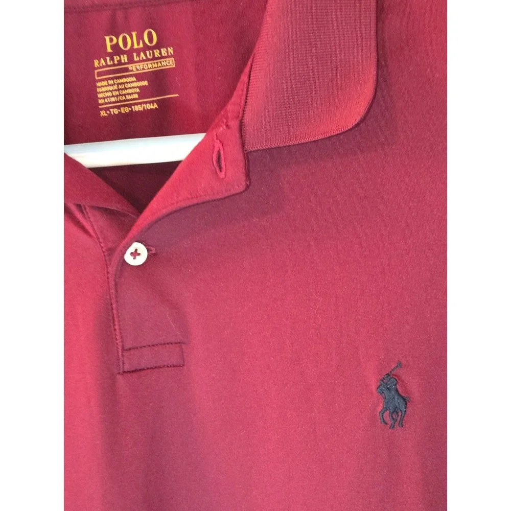Polo Ralph Lauren Performance Polo Shirt Mens XL Short Sleeve Burgundy Pony Logo